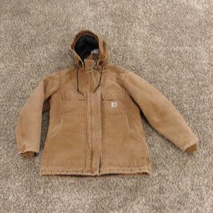 Carhartt Coat Women's Medium Brown Arctic Lined Sandstone Hooded Full Zip Duck